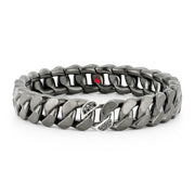 DEMEGLIO Men'sTitanium Groumette Bracelet with Black Diamond Link